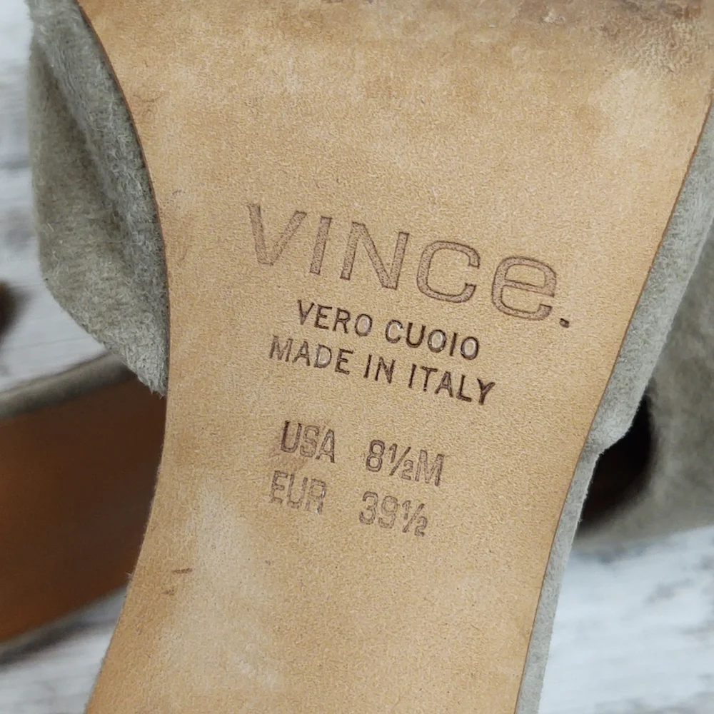 Vince Celeste Taupe Suede Leather D'orsay Pumps